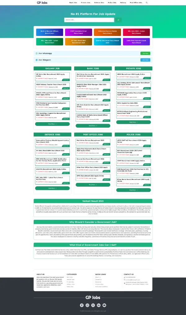 GP Jobs – Sarkari Job Website Templates For GeneratePress
